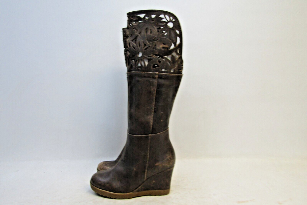 Corral Womens Size 7 M Distressed Brown Leather Zip Wedge Heel Fashion Boots